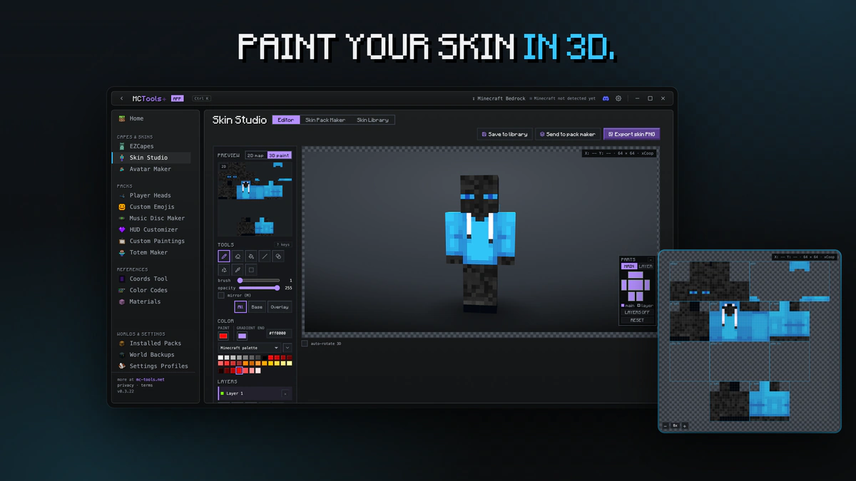 Paint your skin in 3D.